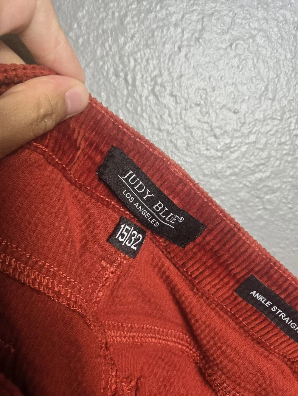 Judy Blue Ankle Straight Corduroy Red Orange Jeans Size 15/32